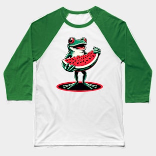 Frog carrying watermelon slice Baseball T-Shirt